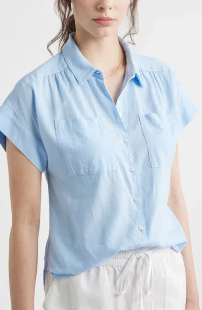 Caslonr Caslon(r) Linen Blend Short Sleeve Button-up Shirt