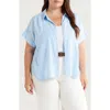 CASLONR CASLON(R) LINEN BLEND SHORT SLEEVE BUTTON-UP SHIRT