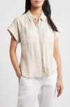 Caslonr Caslon(r) Linen Blend Short Sleeve Button-up Shirt In Flax