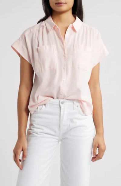 Caslonr Caslon(r) Linen Blend Short Sleeve Button-up Shirt In Pink Balm