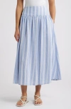 Caslonr Caslon(r) Linen Blend Skirt In Blue- White Tay Stripe