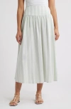Caslonr Caslon(r) Linen Blend Skirt In Green- White Tay Stripe