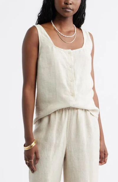Caslonr Caslon(r) Linen Button-up Tank In Animal Print