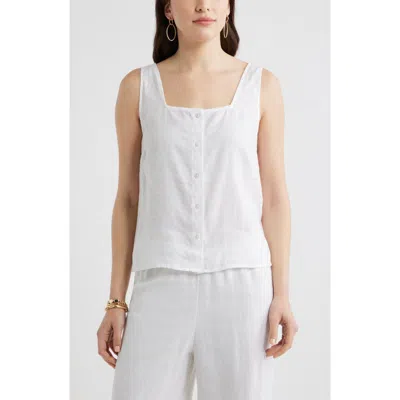 Caslonr Caslon(r) Linen Button-up Tank In White