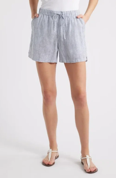 Caslonr Caslon(r) Linen Drawstring Shorts In Blue- White Tay Stripe