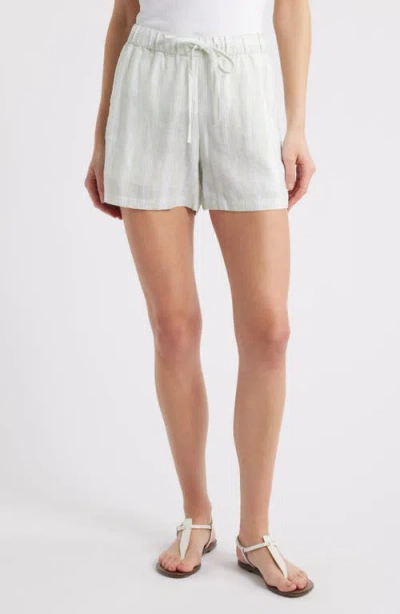 Caslonr Caslon(r) Linen Drawstring Shorts In Green- White Tay Stripe