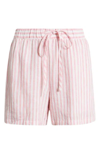 Caslonr Caslon(r) Linen Drawstring Shorts In Pink G- White Brianne Stripe