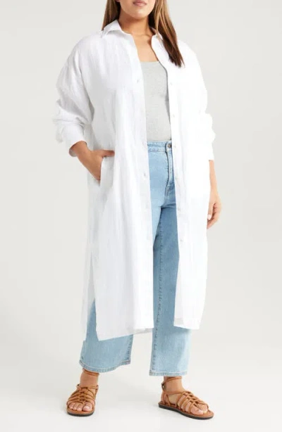 Caslonr Caslon(r) Linen Duster Shirt Jacket In White