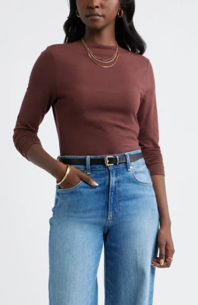 Caslonr Caslon(r) Long Sleeve Boat Neck T-shirt In Brown Chocolate