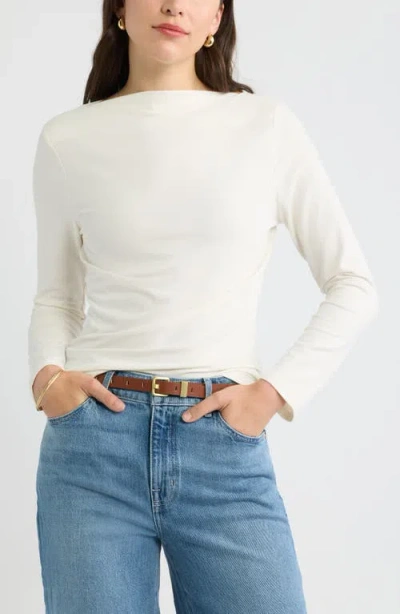 Caslonr Caslon(r) Long Sleeve Boat Neck T-shirt In Ivory Pristine