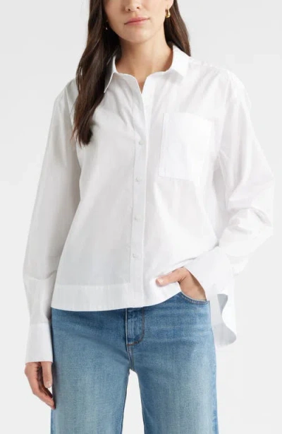 Caslonr Caslon(r) Long Sleeve Drop Hem Button-up Shirt In White