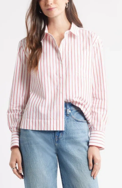 Caslonr Caslon(r) Long Sleeve Drop Hem Button-up Shirt In Multi