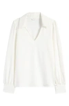 Caslonr Caslon(r) Long Sleeve Johnny Collar Polo In Ivory Cloud