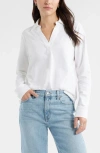 Caslonr Caslon(r) Long Sleeve Knit Johnny Collar Top In White