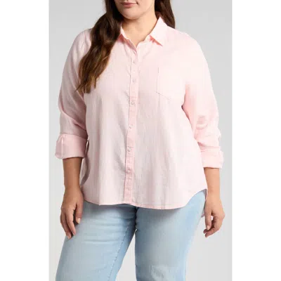 Caslonr Caslon(r) Long Sleeve Linen Blend Button-up Shirt In Pink Balm