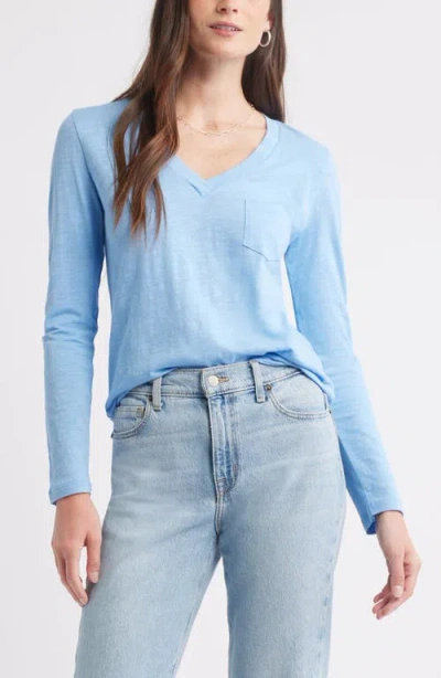 Caslonr Caslon(r) Long Sleeve V-neck T-shirt In Blue