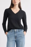 Caslonr Caslon(r) Long Sleeve V-neck T-shirt In Black