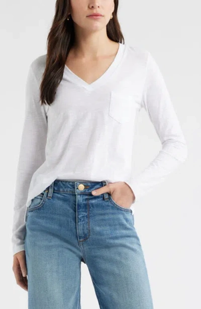 Caslonr Caslon(r) Long Sleeve V-neck T-shirt In White
