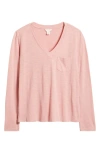 Caslonr Caslon(r) Long Sleeve V-neck T-shirt In Pink