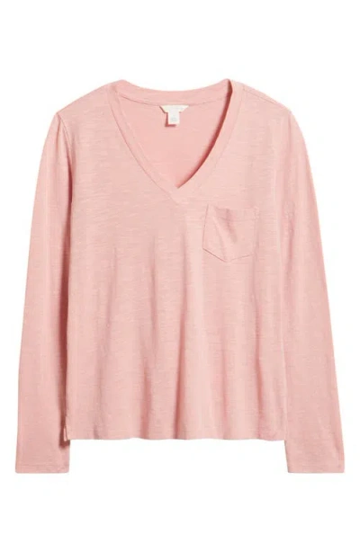 Caslonr Caslon(r) Long Sleeve V-neck T-shirt In Pink
