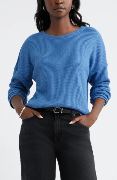 Caslonr Caslon(r) Long Sleeve Waffle Knit T-shirt In Blue