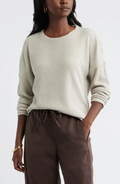 Caslonr Caslon(r) Long Sleeve Waffle Knit T-shirt In Green