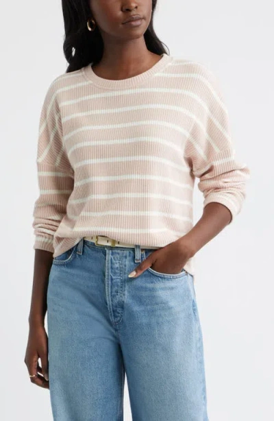 Caslonr Caslon(r) Long Sleeve Waffle Knit T-shirt In Neutral
