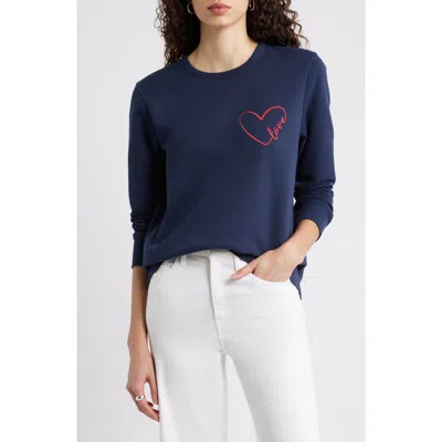 Caslonr Caslon(r) Love Embroidered Sweatshirt In Blue