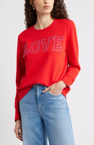Caslonr Caslon(r) Love Metallic Embellished Sweatshirt In Red