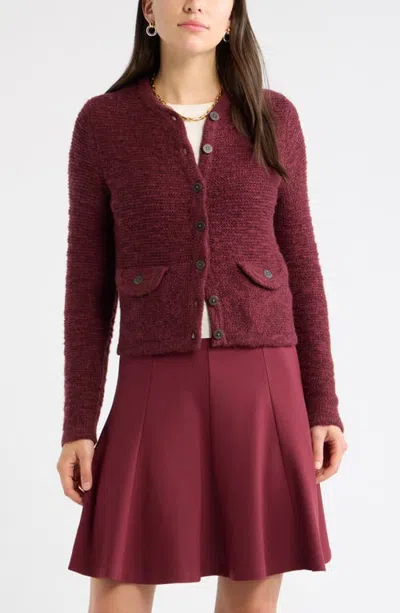 Caslonr Caslon(r) Marled Cardigan Sweater Jacket In Burgundy