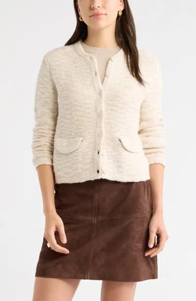Caslonr Caslon(r) Marled Cardigan Sweater Jacket In White