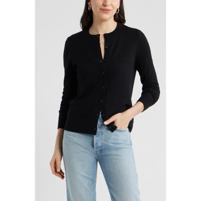 Caslonr Caslon(r) Merino Wool Blend Cardigan In Black