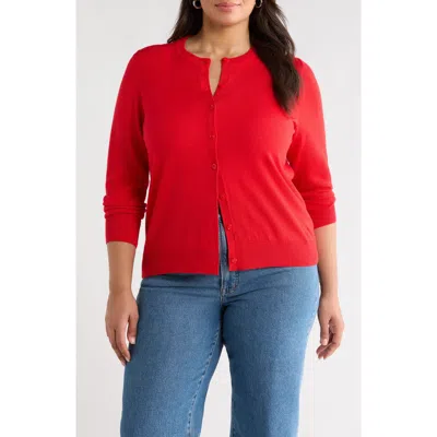 Caslonr Caslon(r) Merino Wool Blend Crewneck Cardigan In Red