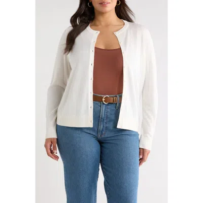Caslonr Caslon(r) Merino Wool Blend Crewneck Cardigan In White