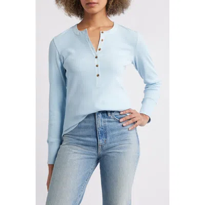 Caslonr Caslon(r) Mixed Media Long Sleeve Henley Top In Blue Falls