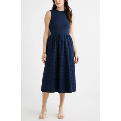 Caslonr Caslon(r) Mixed Media Midi Dress In Blue