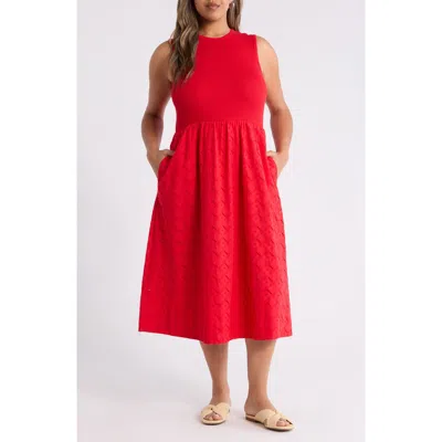 Caslonr Caslon(r) Mixed Media Midi Dress In Red