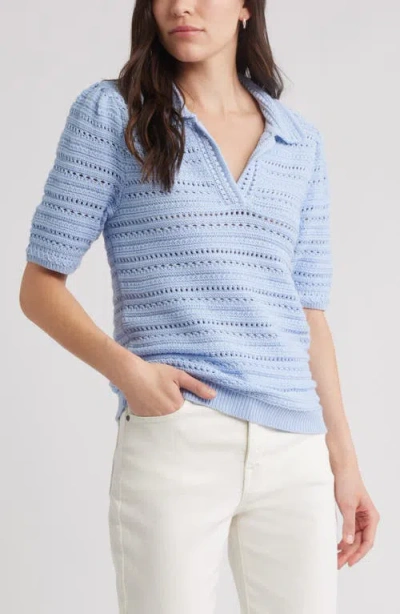 Caslonr Caslon(r) Mixed Stitch Polo Sweater In Blue