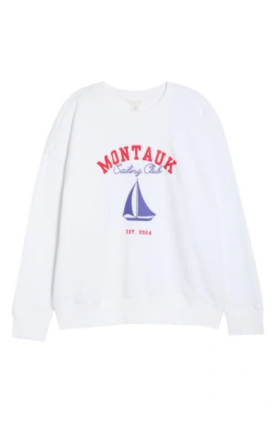 Caslonr Caslon(r) Montauk Sailing Embroidered Fleece Graphic Sweatshirt In White
