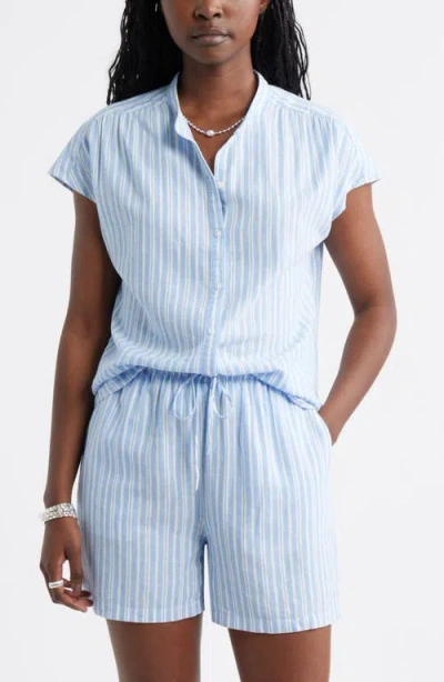 Caslonr Caslon(r) Novelty Stripe Cap Sleeve Button-up Shirt In Multi