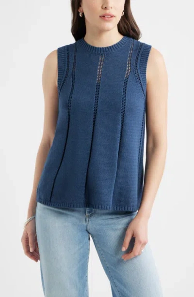 Caslonr Caslon(r) Open Stitch Sleeveless Sweater In Blue
