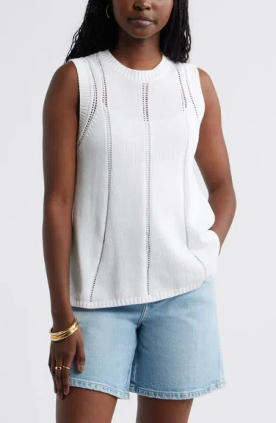 Caslonr Caslon(r) Open Stitch Sleeveless Sweater In White