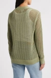 Caslonr Caslon(r) Open Stitch V-neck Cotton Cardigan In Olive Acorn