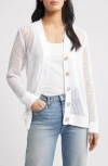 Caslonr Caslon(r) Open Stitch V-neck Cotton Cardigan In White