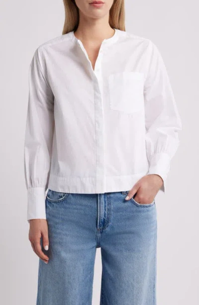 Caslonr Caslon(r) Paper Long Sleeve Cotton Poplin Button-up Shirt In White