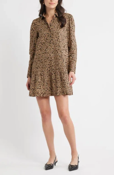 Caslonr Caslon(r) Paper Long Sleeve Cotton Poplin Shirtdress