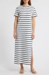 Caslonr Caslon(r) Patch Pocket Stripe Maxi T-shirt Dress In Ivory C- Navy Tilly Stripe