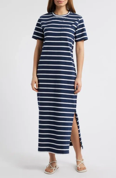 Caslonr Caslon(r) Patch Pocket Stripe Maxi T-shirt Dress In Navy- White Tilly Stripe