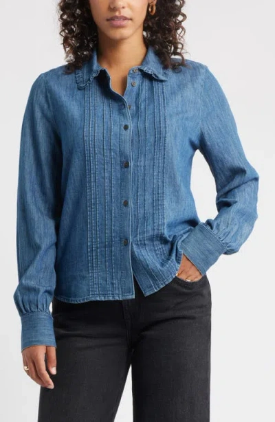 Caslonr Caslon(r) Pintuck Cotton Chambray Button-up Shirt In Blue