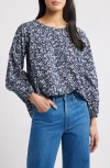 Caslonr Caslon(r) Pintuck Pleat Top In Navy- White Aida Floral